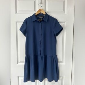 Cynthia Rowley Navy Short-Sleeve Collared Drop Waist Dress